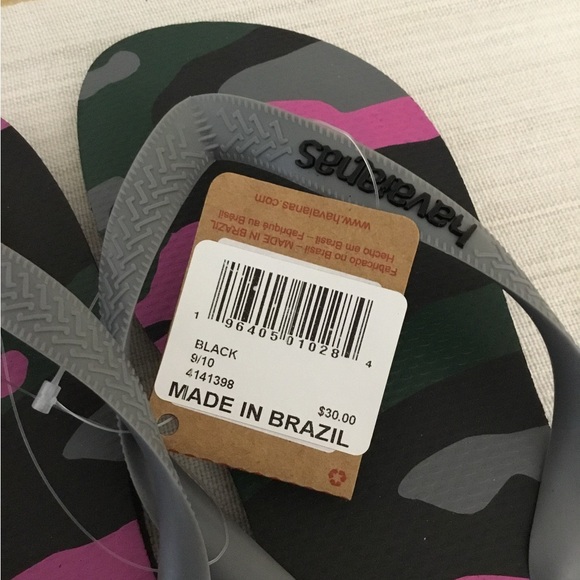 HAVAIANAS CAMO FLIP FLOPS BLACK TOP size 9/10 EUR 43/44 - Picture 4 of 5